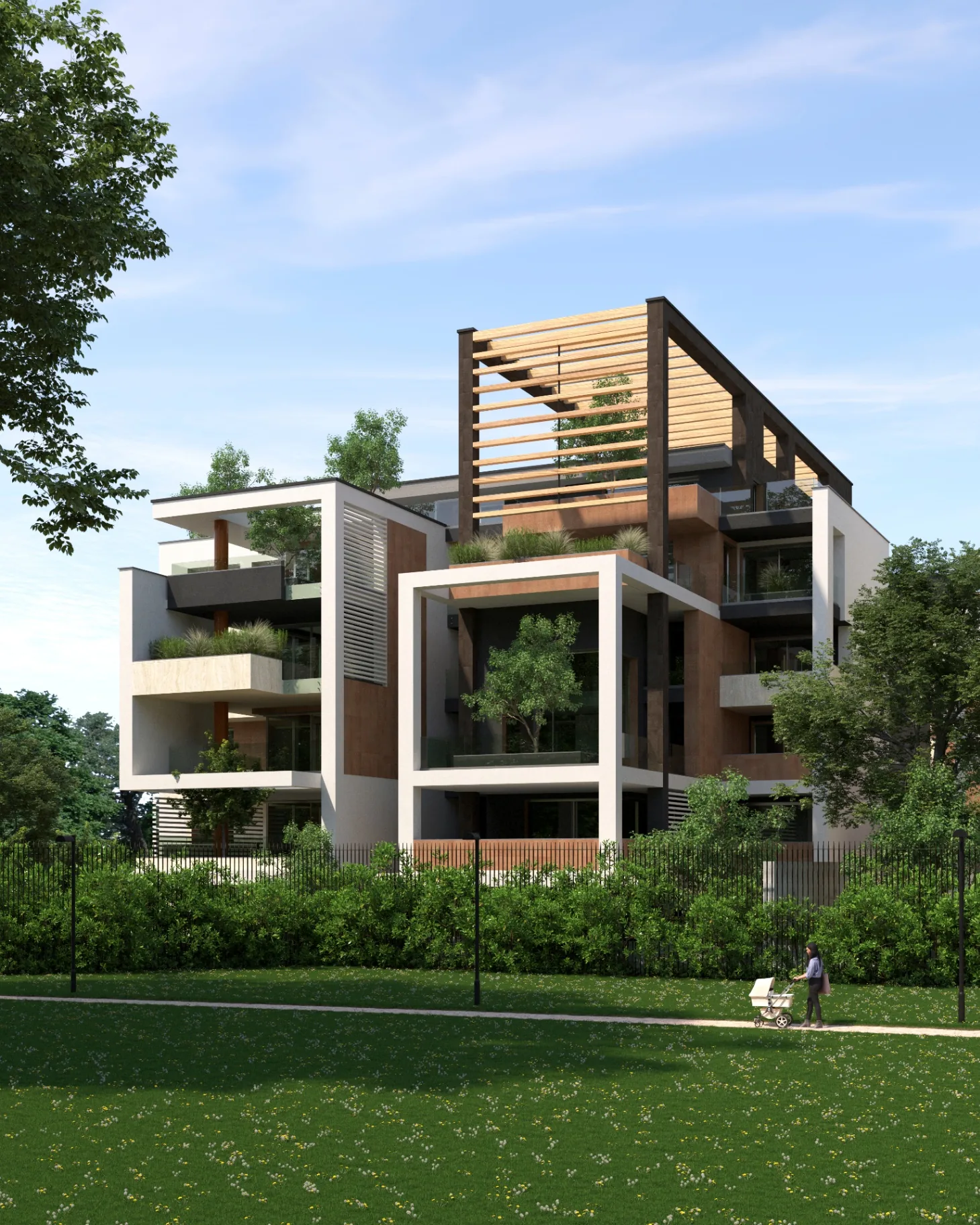 Edificio nel verde con giardino