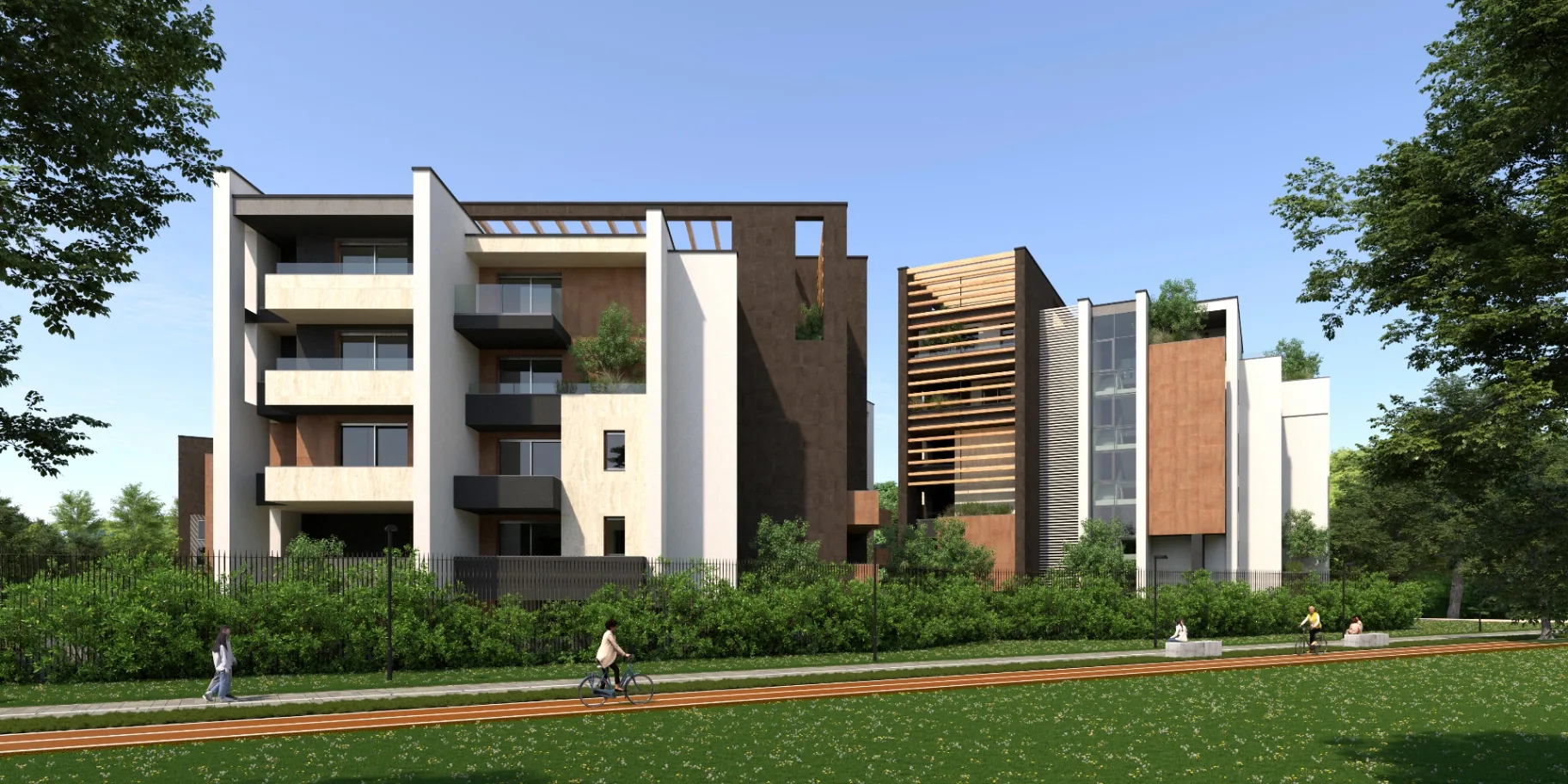 Edifici visti dalla ciclopedonale